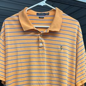 Ralph Lauren Classic Fit Polo XXL Orange with mini blue stripes